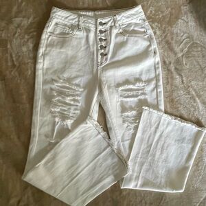 NEW High Waist Button Fly Bell Bottom Raw Hem Denim Jeans (M 28/30) 🔥